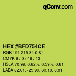 Farbcode: HEX #BFD754CE | qconv.com