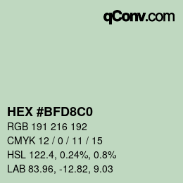 Color code: HEX #BFD8C0 | qconv.com