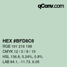 Color code: HEX #BFD8C6 | qconv.com