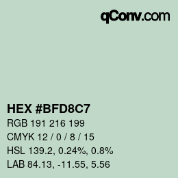 Color code: HEX #BFD8C7 | qconv.com