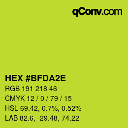 カラーコード: HEX #BFDA2E | qconv.com