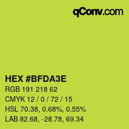 Color code: HEX #BFDA3E | qconv.com