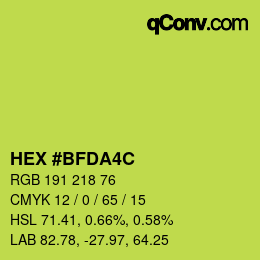 カラーコード: HEX #BFDA4C | qconv.com