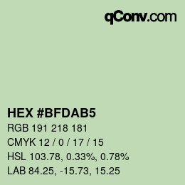カラーコード: HEX #BFDAB5 | qconv.com