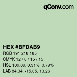 颜色代码: HEX #BFDAB9 | qconv.com