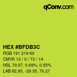 Color code: HEX #BFDB3C | qconv.com