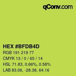 颜色代码: HEX #BFDB4D | qconv.com