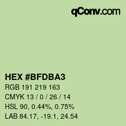 カラーコード: HEX #BFDBA3 | qconv.com