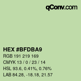 Código de color: HEX #BFDBA9 | qconv.com