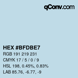 カラーコード: HEX #BFDBE7 | qconv.com
