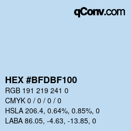 Color code: HEX #BFDBF100 | qconv.com