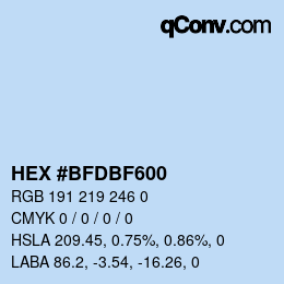 Color code: HEX #BFDBF600 | qconv.com