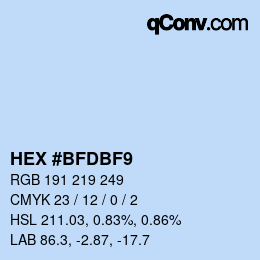 颜色代码: HEX #BFDBF9 | qconv.com