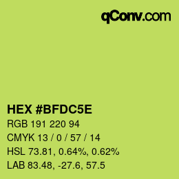 Color code: HEX #BFDC5E | qconv.com