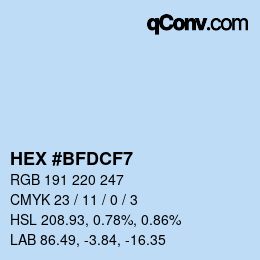 Color code: HEX #BFDCF7 | qconv.com