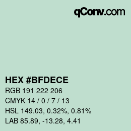 Color code: HEX #BFDECE | qconv.com
