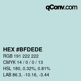 Color code: HEX #BFDEDE | qconv.com