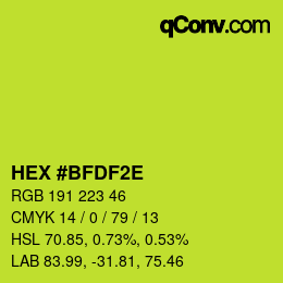 Color code: HEX #BFDF2E | qconv.com