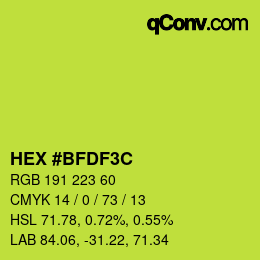 カラーコード: HEX #BFDF3C | qconv.com