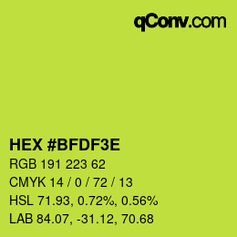 Código de color: HEX #BFDF3E | qconv.com