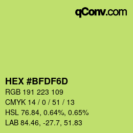 Color code: HEX #BFDF6D | qconv.com