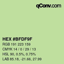 Color code: HEX #BFDF9F | qconv.com