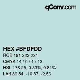 Color code: HEX #BFDFDD | qconv.com