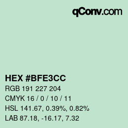 Código de color: HEX #BFE3CC | qconv.com