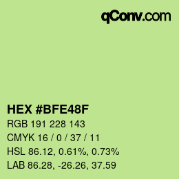 Color code: HEX #BFE48F | qconv.com