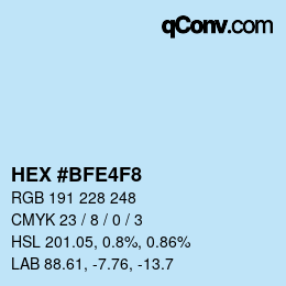 颜色代码: HEX #BFE4F8 | qconv.com
