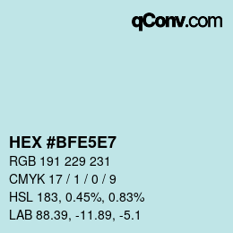 Color code: HEX #BFE5E7 | qconv.com