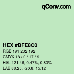 Color code: HEX #BFE8C0 | qconv.com