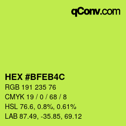 颜色代码: HEX #BFEB4C | qconv.com