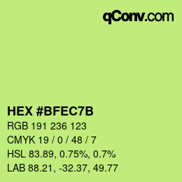 カラーコード: HEX #BFEC7B | qconv.com