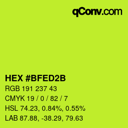 カラーコード: HEX #BFED2B | qconv.com