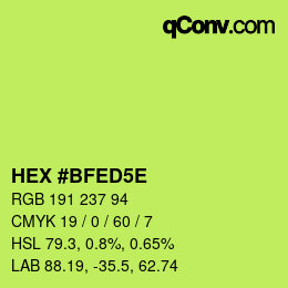 Color code: HEX #BFED5E | qconv.com