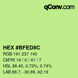 カラーコード: HEX #BFED8C | qconv.com