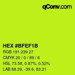 Farbcode: HEX #BFEF1B | qconv.com