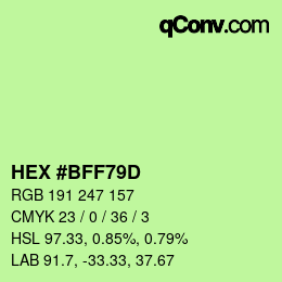 Color code: HEX #BFF79D | qconv.com