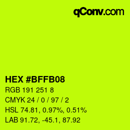 Color code: HEX #BFFB08 | qconv.com