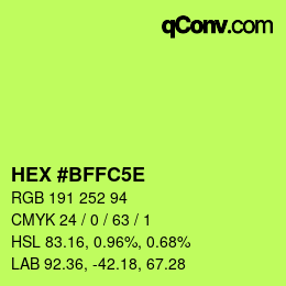 カラーコード: HEX #BFFC5E | qconv.com
