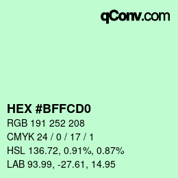Color code: HEX #BFFCD0 | qconv.com