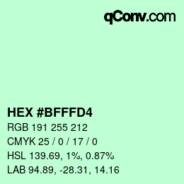 Color code: HEX #BFFFD4 | qconv.com