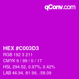 颜色代码: HEX #C003D3 | qconv.com