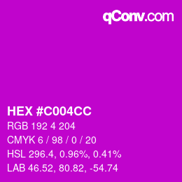 颜色代码: HEX #C004CC | qconv.com