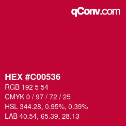 Color code: HEX #C00536 | qconv.com