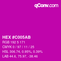 カラーコード: HEX #C005AB | qconv.com