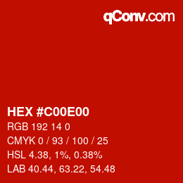 Color code: HEX #C00E00 | qconv.com