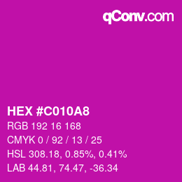 カラーコード: HEX #C010A8 | qconv.com