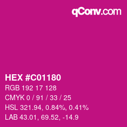 颜色代码: HEX #C01180 | qconv.com